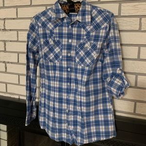 Blue plaid button down